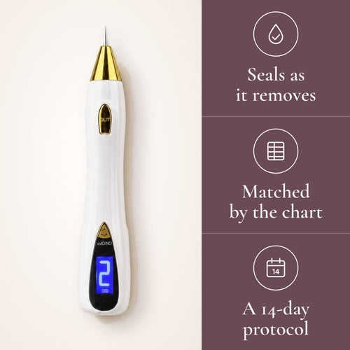 Seals as it removes. Matched by the chart. A 14-day protocol.